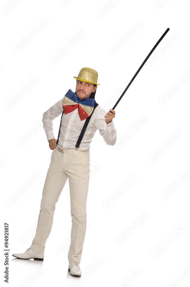 Man in funny concept isolated on white Man in funny concept isolated on white