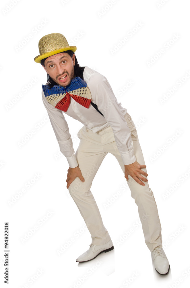Man in funny concept isolated on white Man in funny concept isolated on white