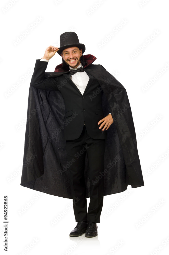 Man magician isolated on white Man magician isolated on white