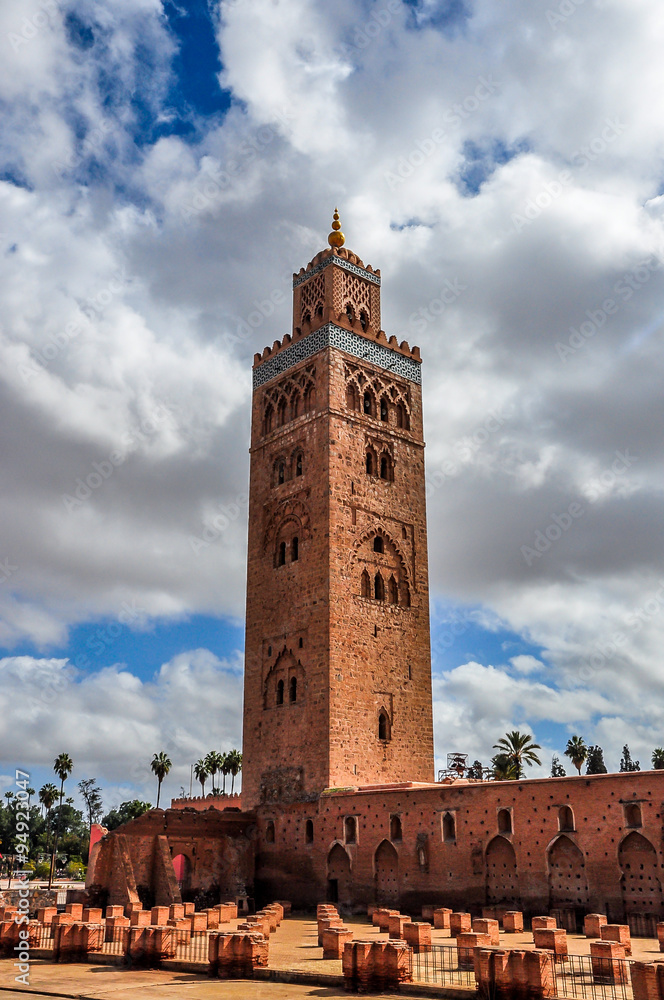 Koutoubia mosque on a cloudy day, Marrakech, Morocco