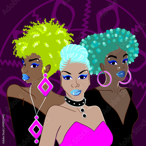 Three afro punk women