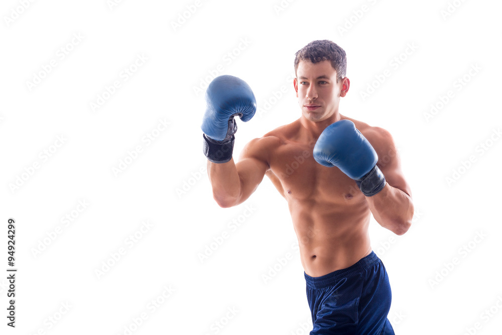 Muscular bodybuilder guy doing exercises Muscular bodybuilder guy doing exercises