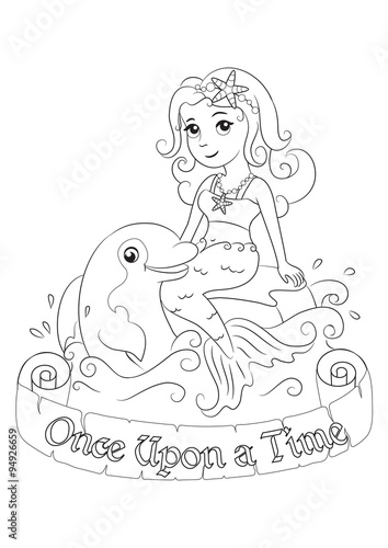 Sweetheart mermaid playing with Dolphin