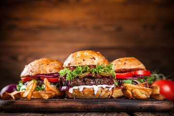 Close-up of home made burgers