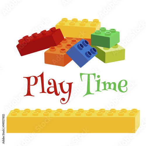There is a colorful pile of building blocks.