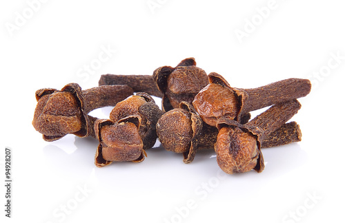 Spice cloves on white background photo