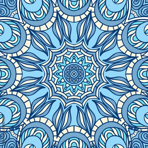 Blue Mandala Seamless Pattern