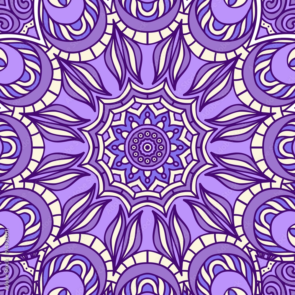 Purple Mandala Seamless Pattern