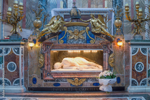 Canvas Print Rome, Italy - October 2015 - Marble statue of St Cecilia on her