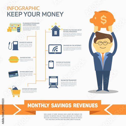 Monthly expenses template. Vector illustration.