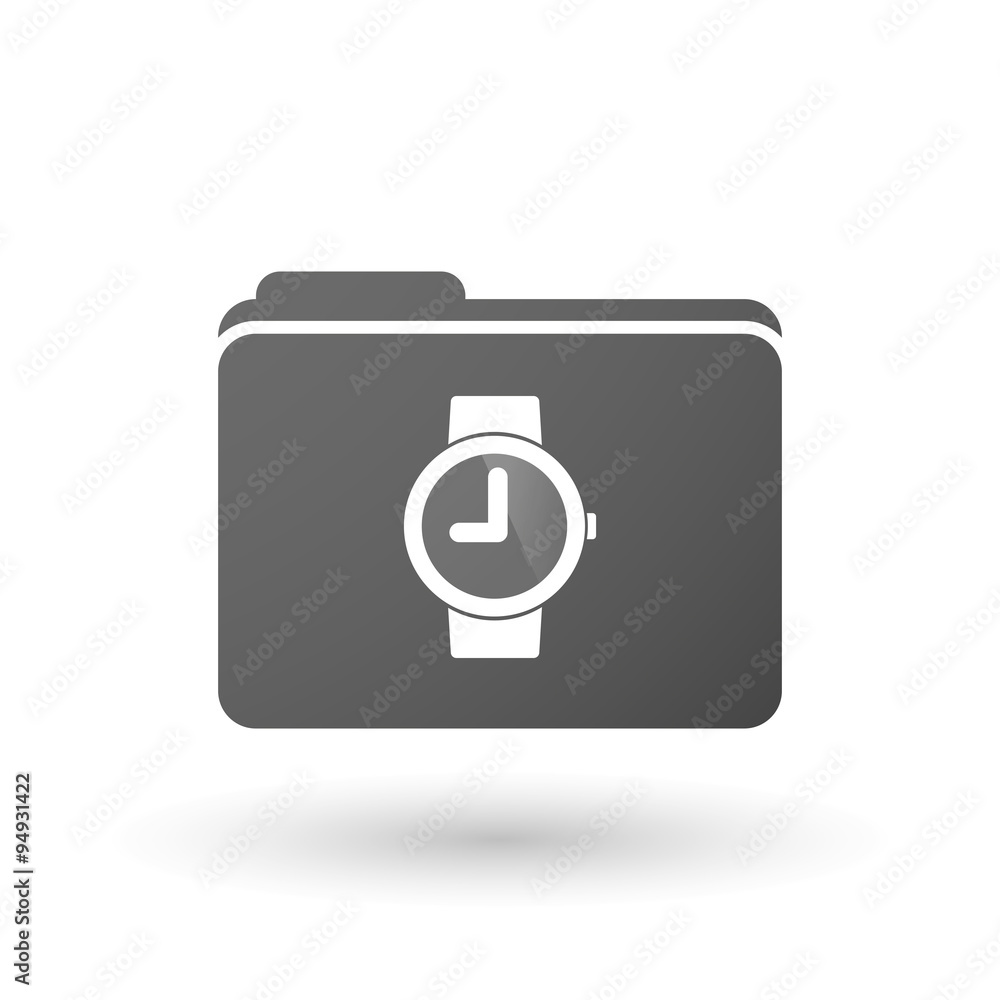 Isolated binder with a wrist watch Isolated binder with a wrist watch