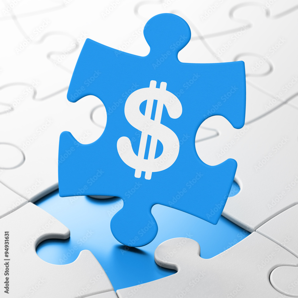 Money concept: Dollar on puzzle background Money concept: Dollar on puzzle background