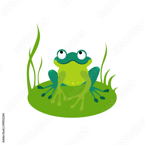 Green Cartoon Frog Vector Illustration