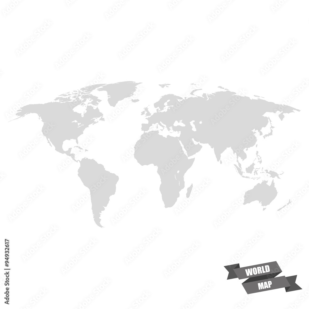 World map grey color on a white background