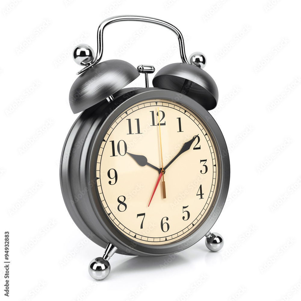 Retro alarm clock isolated on white background 3d Retro alarm clock isolated on white background 3d
