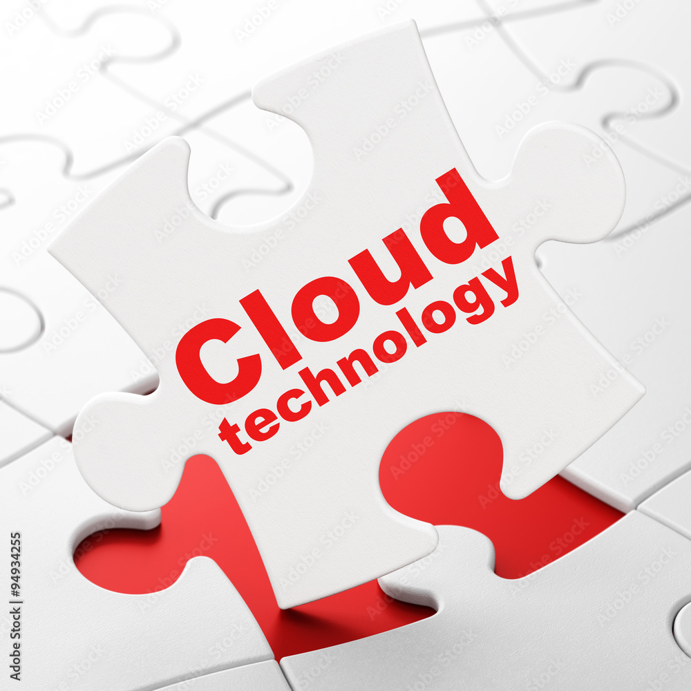 Cloud networking concept: Cloud Technology on puzzle background Cloud networking concept: Cloud Technology on puzzle background