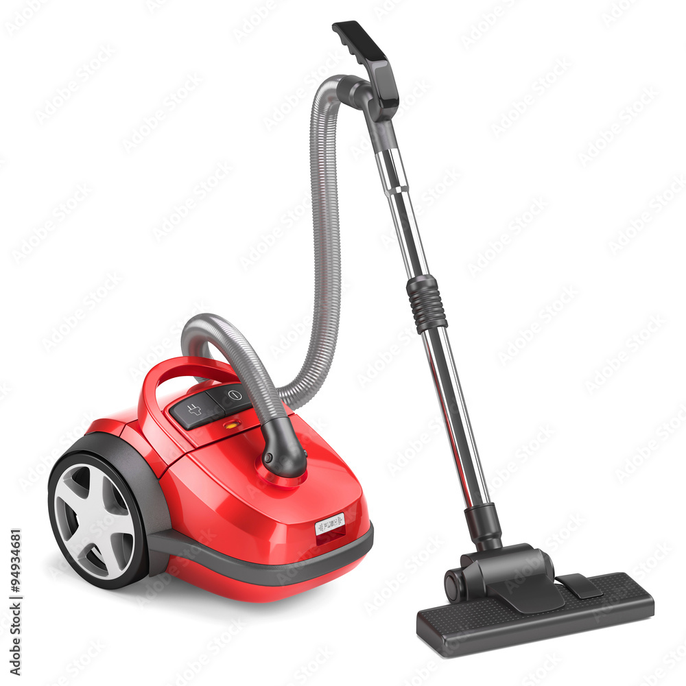 Red vacuum cleaner isolated on white background 3d Red vacuum cleaner isolated on white background 3d