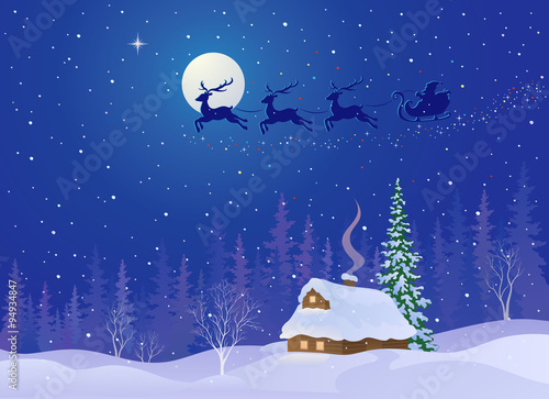 Santa sleigh in night sky