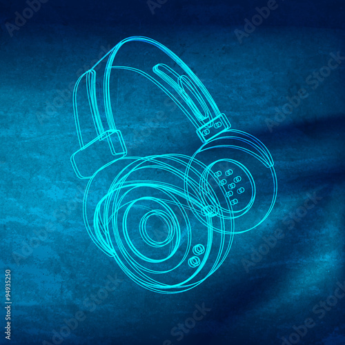 Headphones grunge music poster