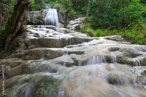 Waterfall in the forest at Erawan National Park Kanchanaburi of Thailand