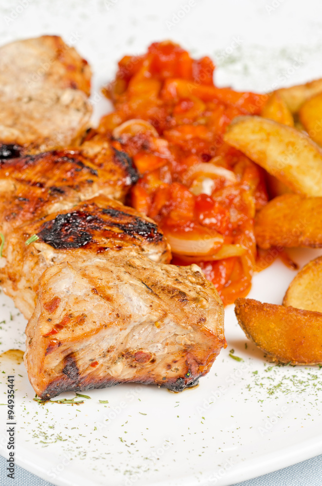 Grilled kebab pork meat