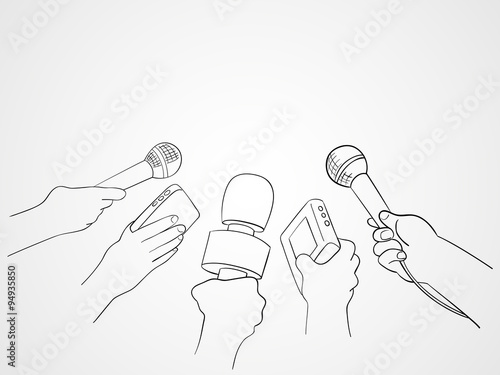 Line Art Illustration of Journalists