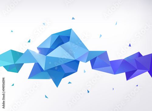 Vector abstract colorful blue faceted crystal banner