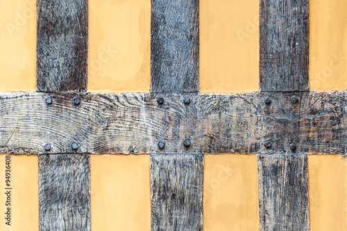 Canvas Print Traditional Old Rustic Timber and Stained Concrete Wall Background