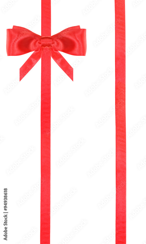 red satin bow knot and ribbons on white - set 53 red satin bow knot and ribbons on white - set 53
