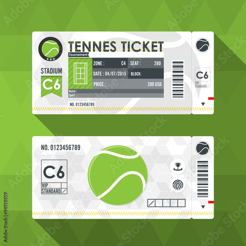 Tennis ticket card modern element design