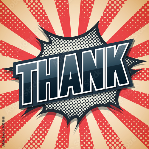 Thank. Comic Speech Bubble. Vector illustration