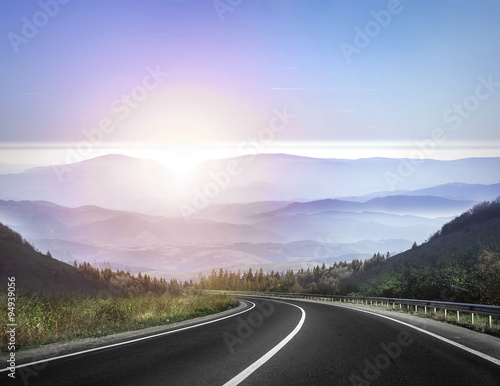 Highway against mountains. © Denis Rozhnovsky