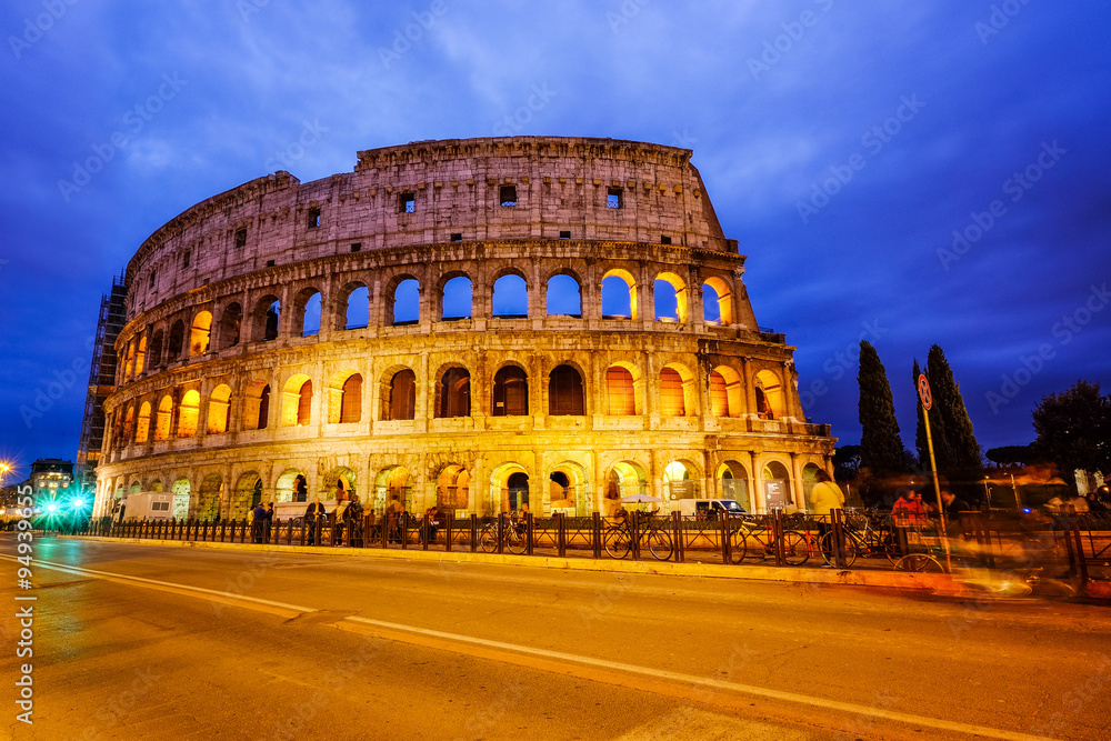 Colosseum, Rome, Italy. Twilight view of Colosseo in Rome..