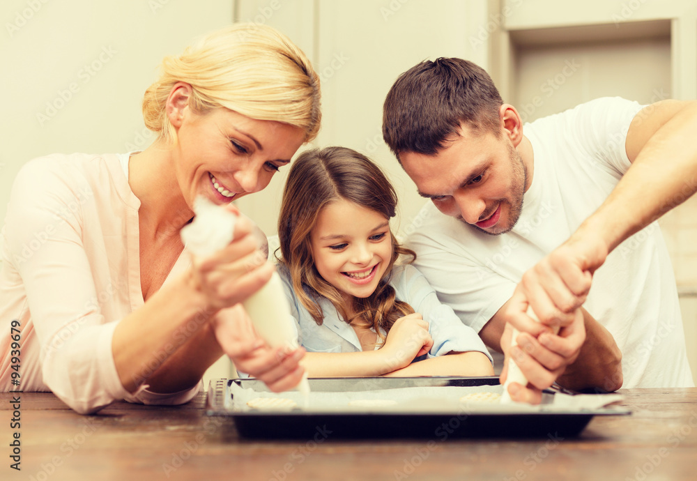 happy family in making cookies at home happy family in making cookies at home