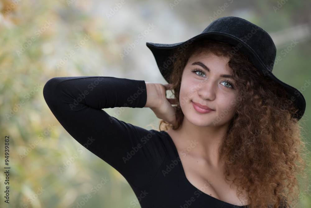 Outdoor portrait of woman in hat Outdoor portrait of woman in hat