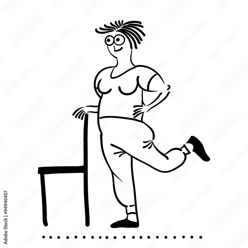 Fototapeta premium Exercising old woman. Pilates poses set