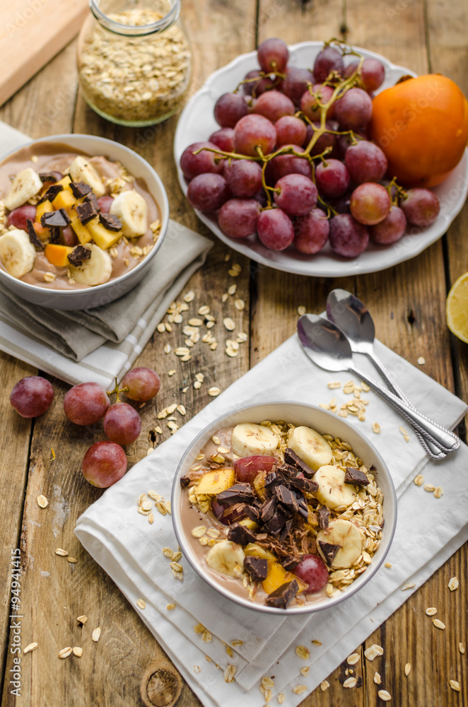 Homemade granola with fruit and chocolate Homemade granola with fruit and chocolate