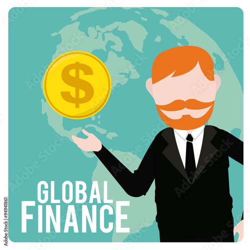 Global Finance Illustration over color background