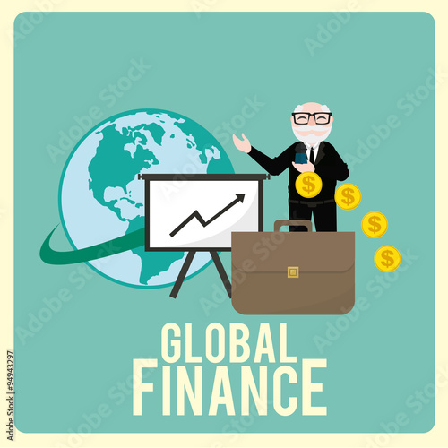 Global Finance Illustration over color background