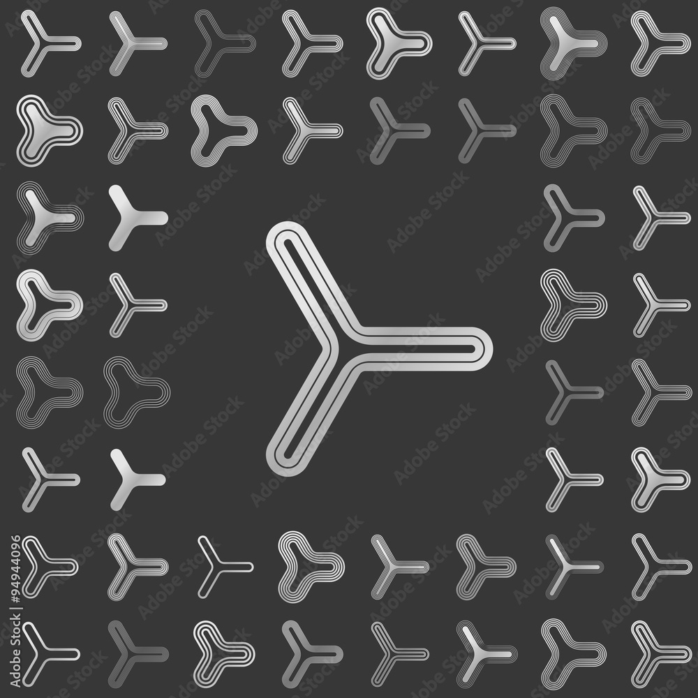 Silver line triangle icon design set Silver line triangle icon design set
