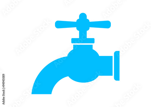 Blue faucet icon on white background