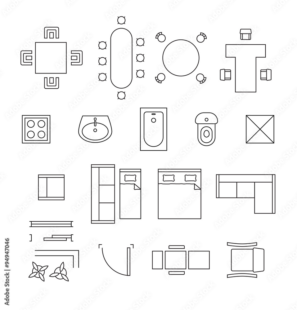 furniture icons for floor plans
