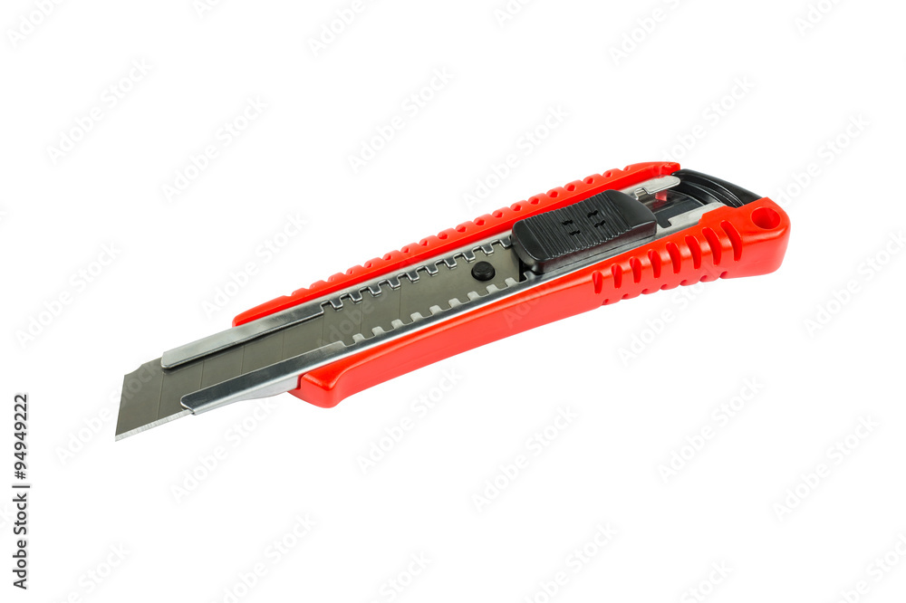 Red paper cutter knife isolated on white background Red paper cutter knife isolated on white background