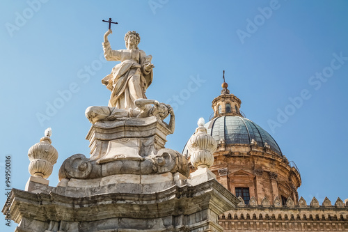 Dome of Palermo Cathedral and Saint Rosalia sculpture