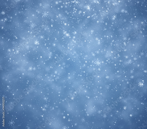 Winter Christmas background  falling snowflakes