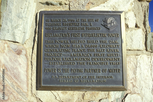 Plaque at Theodore Roosevelt Dam at Theodore Roosevelt Lake, AZ
