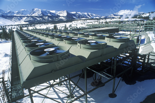 Hot water to electric power at the Geothermal Power Plant at Mammoth-Pacific, CA