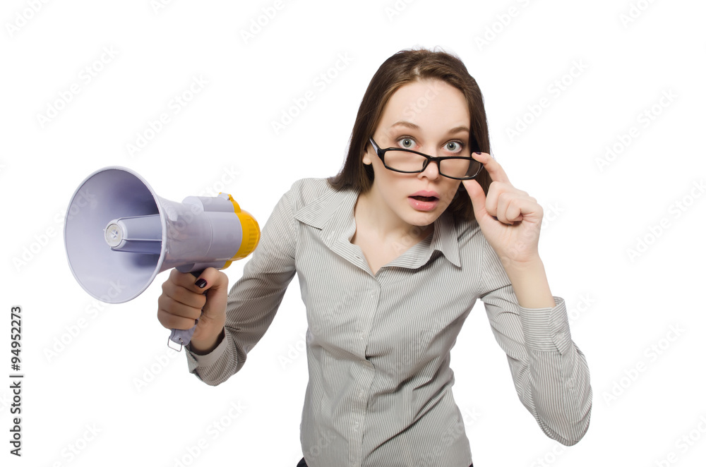 Woman in business concept isolated on white Woman in business concept isolated on white