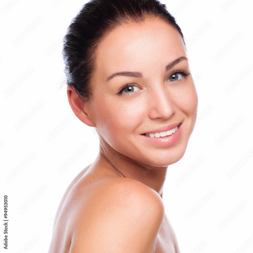 Pretty face of beautiful smiling woman - posing at studio isolat Pretty face of beautiful smiling woman - posing at studio isolat