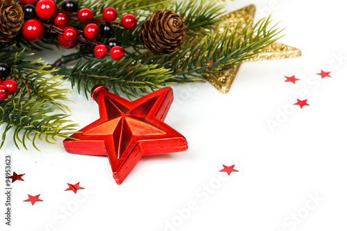 Bright christmas composition with red star